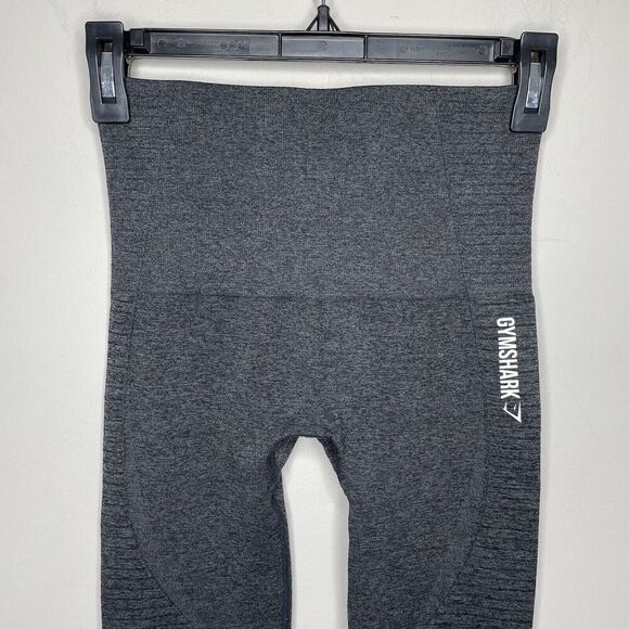 GYMSHARK Leggings Womens XS Crop High Waisted DRY Seamless Gray Athletic Workout - Picture 2 of 10